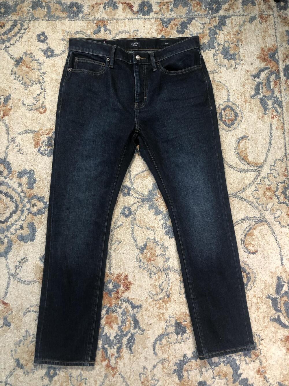 J Crew Flex Slim Jeans Mens 34x30 Blue Dark Wash Stretch Tapered Denim Pants